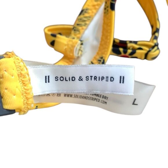 Revolve Solid & Striped Floral Bikini Top Swim Underwire Yellow Black Red Large - Picture 9 of 12